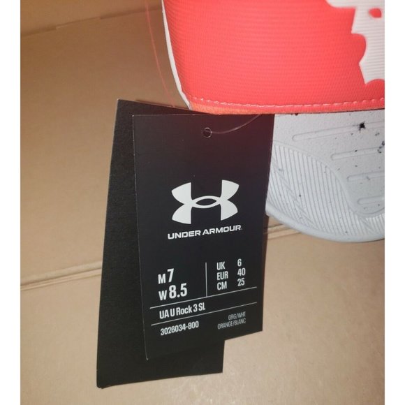 Under Armour Project Rock Fat Tire Slides Orange/White Men\'s 7 = Women\'s 8.5 New